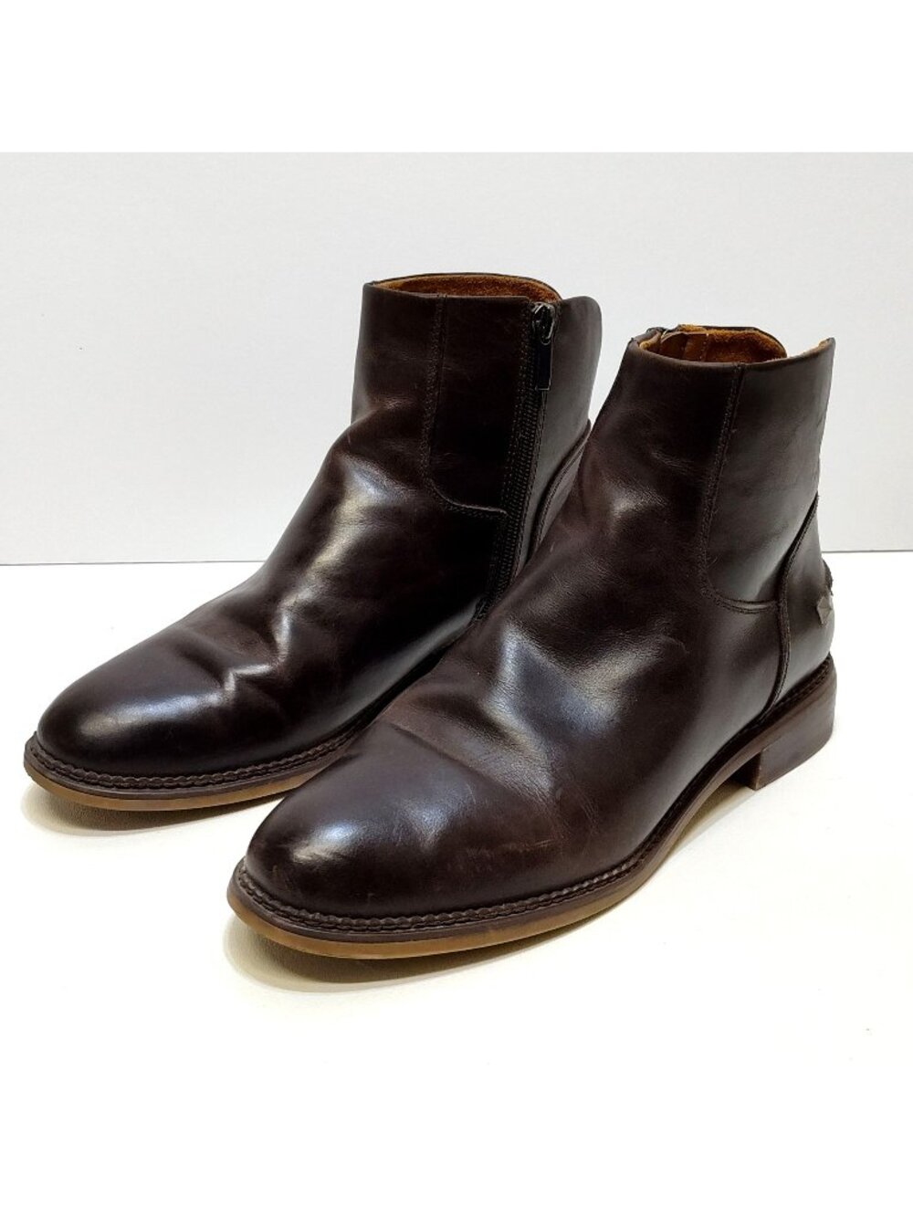 Franco Sarto HERO Leather Ankle Boot Zipper Studded Detail Cuban Heel WMNS US 8M